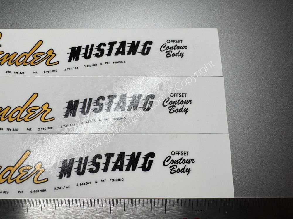 SHIP FROM CHINA !! FENDER MUSTANG BASS Guitar Metallic ink Neck Headstock Decals Sticker