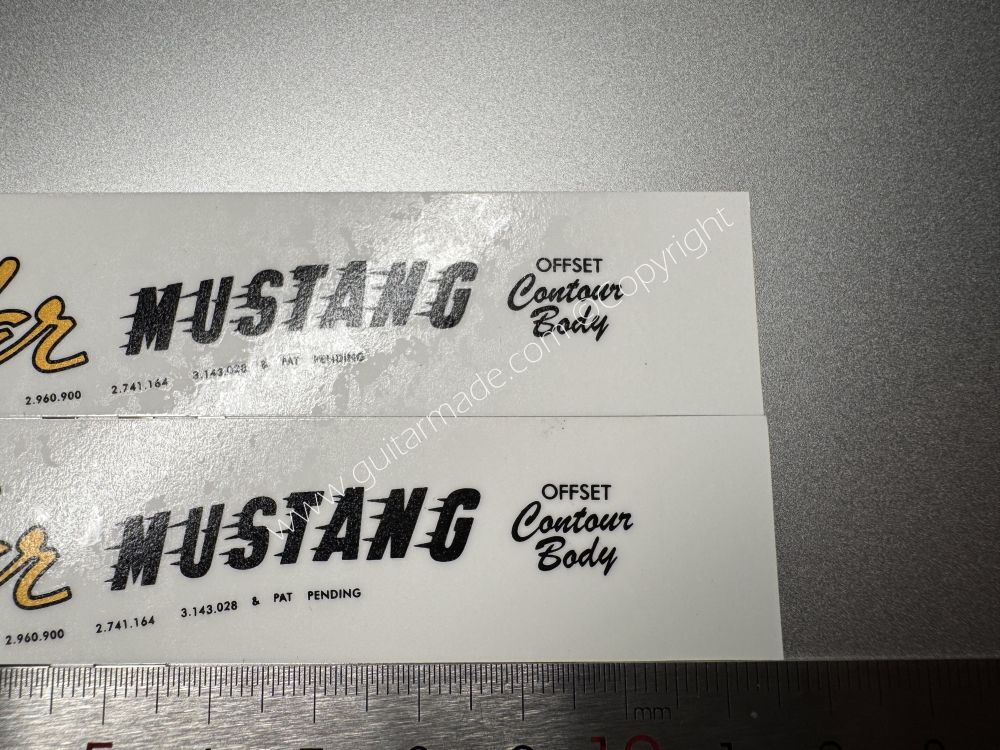 SHIP FROM CHINA !! FENDER MUSTANG BASS Guitar Metallic ink Neck Headstock Decals Sticker