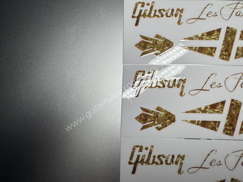 SHIP FROM CHINA !! GIBSON brown LES PAUL MODEL BASS Guitar VINLY Neck Headstock Decals Sticker