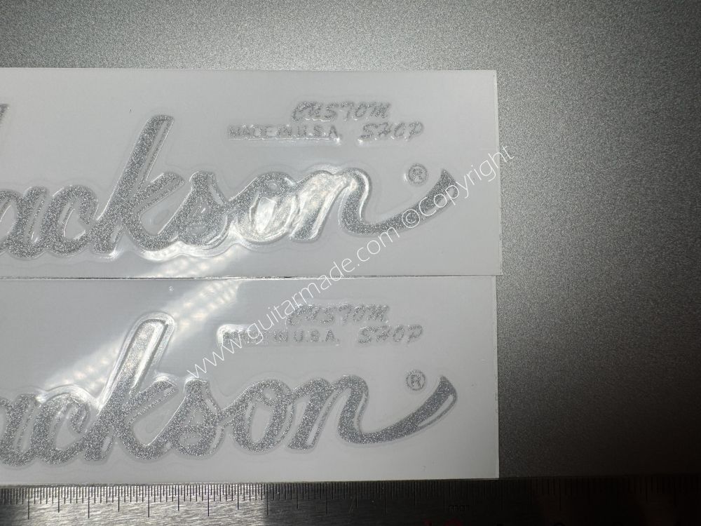 SHIP FROM CHINA !! BLING SILVER FENDER JACKSON GUITARS BASS Guitar VINLY Neck Headstock Decals Sticker