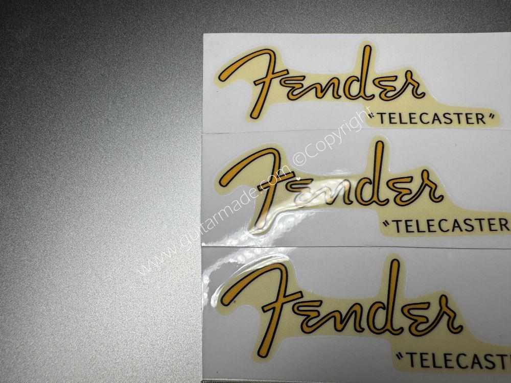 SHIP FROM CHINA !! GOLD FENDER TELECASTER GUITARS BASS Guitar VINLY Neck Headstock Decals Sticker