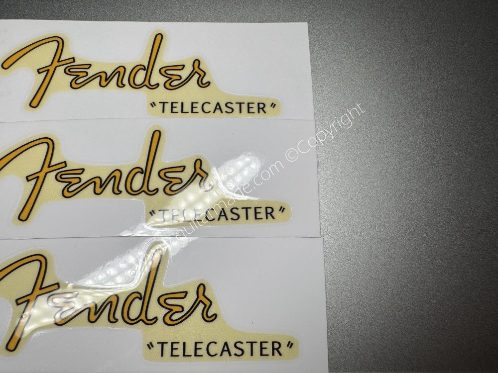 SHIP FROM CHINA !! GOLD FENDER TELECASTER GUITARS BASS Guitar VINLY Neck Headstock Decals Sticker