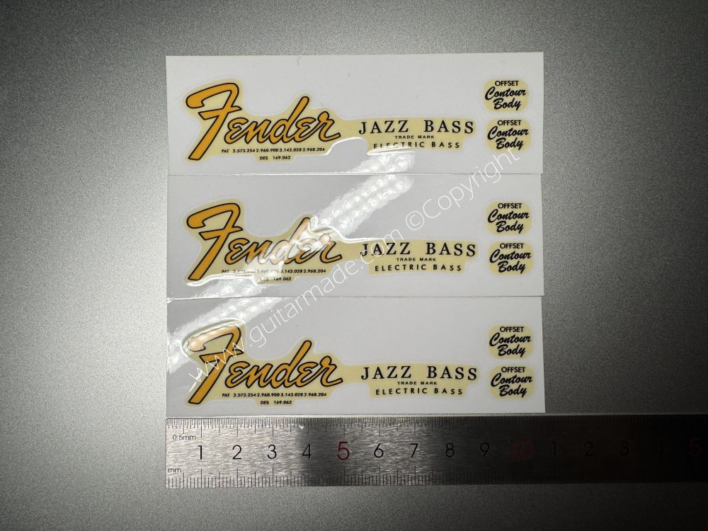 SHIP FROM CHINA !! GOLD FENDER JAZZ BASS GUITARS Guitar VINLY Neck Headstock Decals Sticker