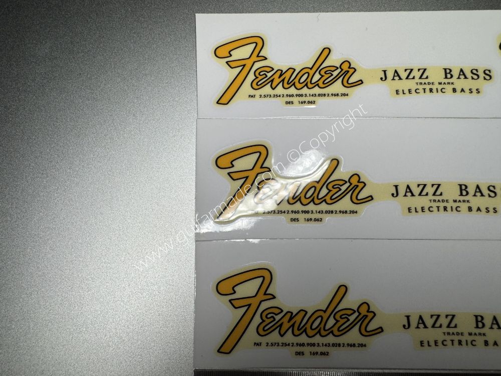 SHIP FROM CHINA !! GOLD FENDER JAZZ BASS GUITARS Guitar VINLY Neck Headstock Decals Sticker
