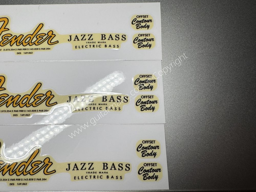 SHIP FROM CHINA !! GOLD FENDER JAZZ BASS GUITARS Guitar VINLY Neck Headstock Decals Sticker