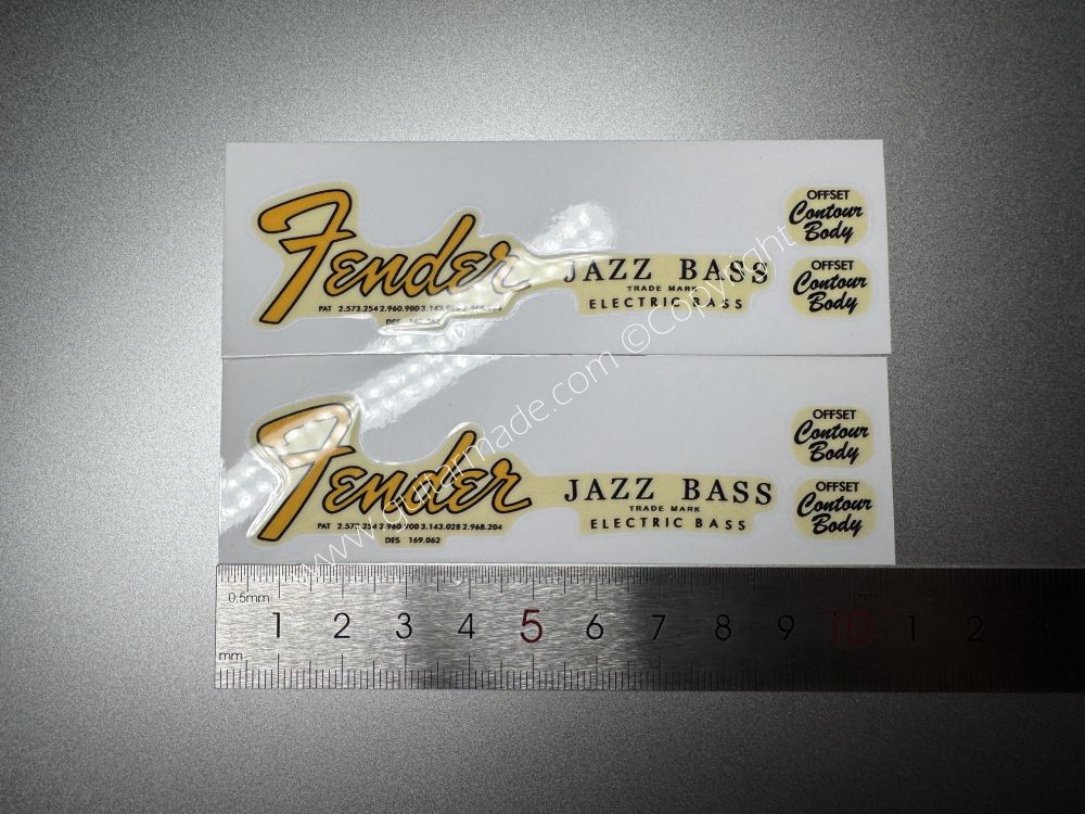 SHIP FROM CHINA !! GOLD FENDER JAZZ BASS GUITARS Guitar VINLY Neck Headstock Decals Sticker