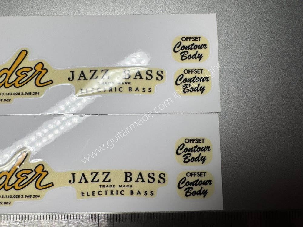 SHIP FROM CHINA !! GOLD FENDER JAZZ BASS GUITARS Guitar VINLY Neck Headstock Decals Sticker
