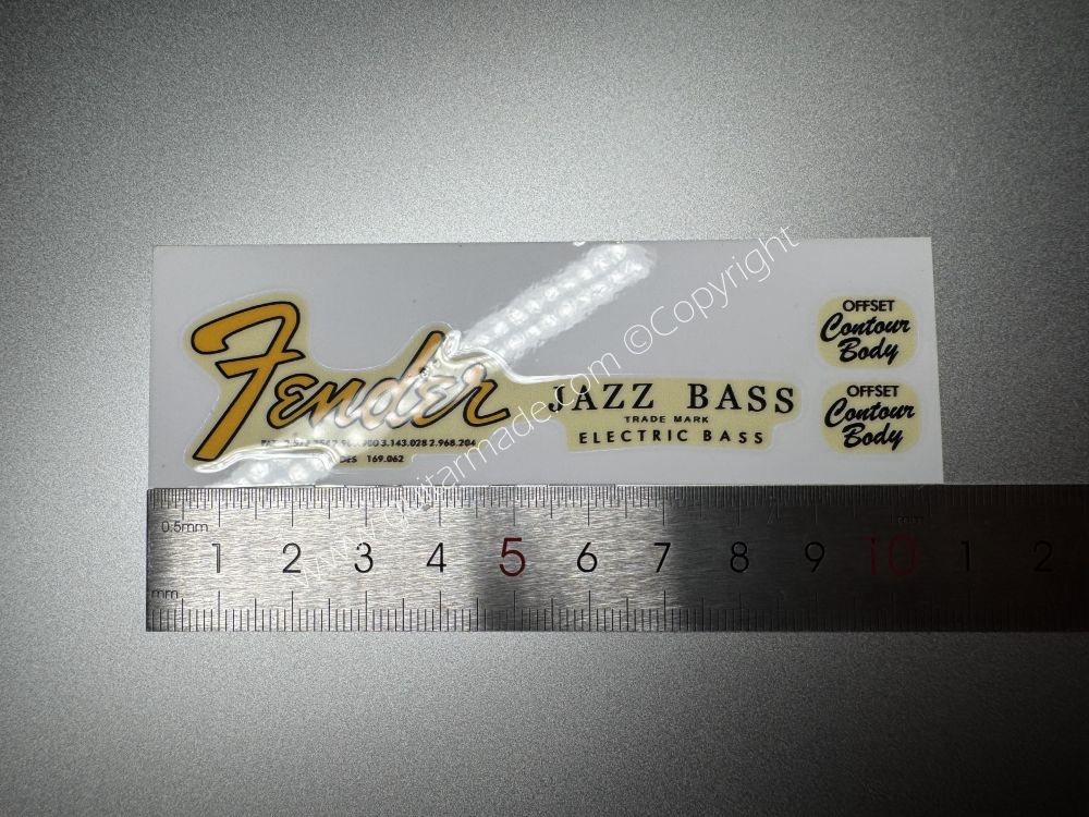 SHIP FROM CHINA !! GOLD FENDER JAZZ BASS GUITARS Guitar VINLY Neck Headstock Decals Sticker
