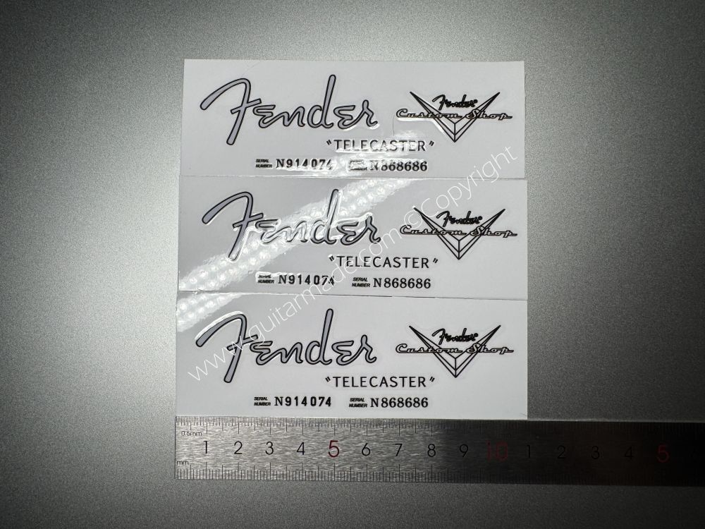 SHIP FROM CHINA !! SILVER FENDER TELECASTER GUITARS Guitar VINLY Neck Headstock Decals Sticker