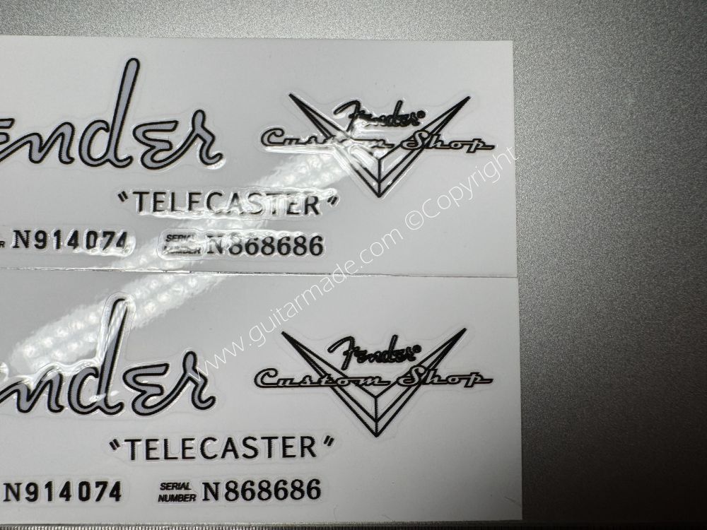 SHIP FROM CHINA !! SILVER FENDER TELECASTER GUITARS Guitar VINLY Neck Headstock Decals Sticker