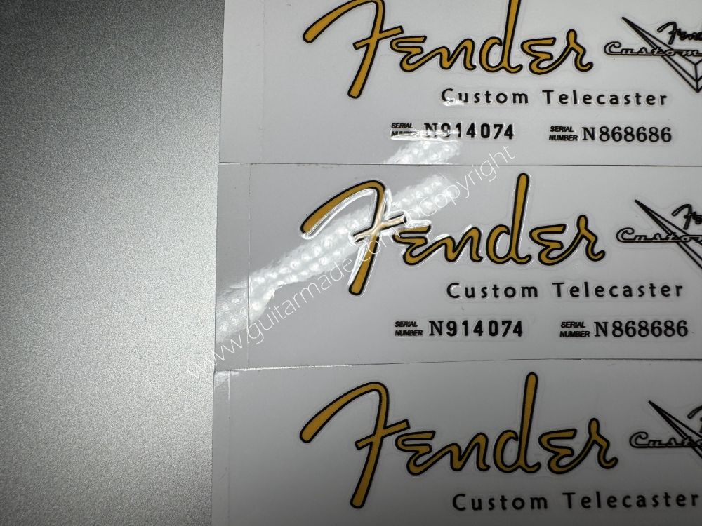 SHIP FROM CHINA !! GOLDEN FENDER CUSTOM TELECASTER GUITARS Guitar VINLY Neck Headstock Decals Sticker