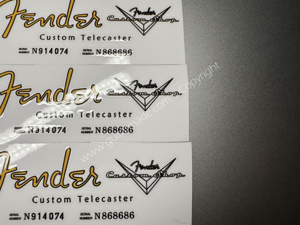 SHIP FROM CHINA !! GOLDEN FENDER CUSTOM TELECASTER GUITARS Guitar VINLY Neck Headstock Decals Sticker