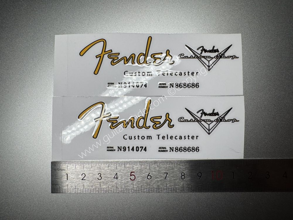 SHIP FROM CHINA !! GOLDEN FENDER CUSTOM TELECASTER GUITARS Guitar VINLY Neck Headstock Decals Sticker
