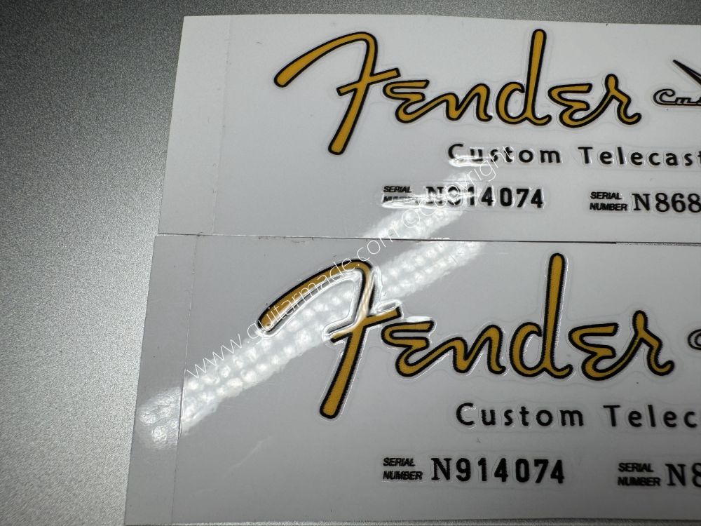 SHIP FROM CHINA !! GOLDEN FENDER CUSTOM TELECASTER GUITARS Guitar VINLY Neck Headstock Decals Sticker