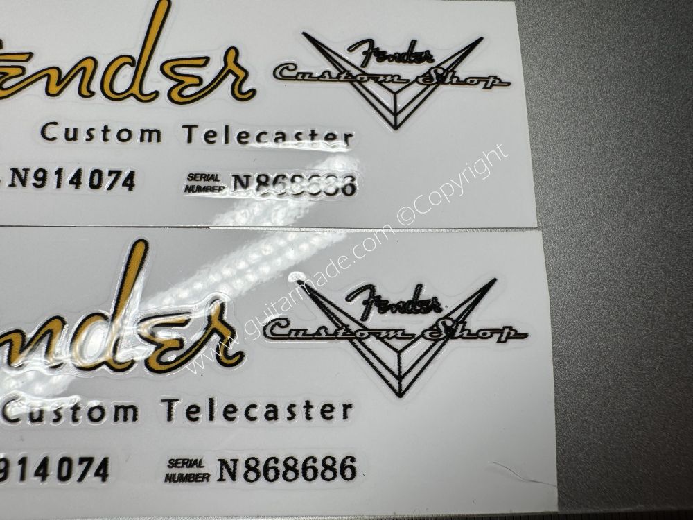 SHIP FROM CHINA !! GOLDEN FENDER CUSTOM TELECASTER GUITARS Guitar VINLY Neck Headstock Decals Sticker