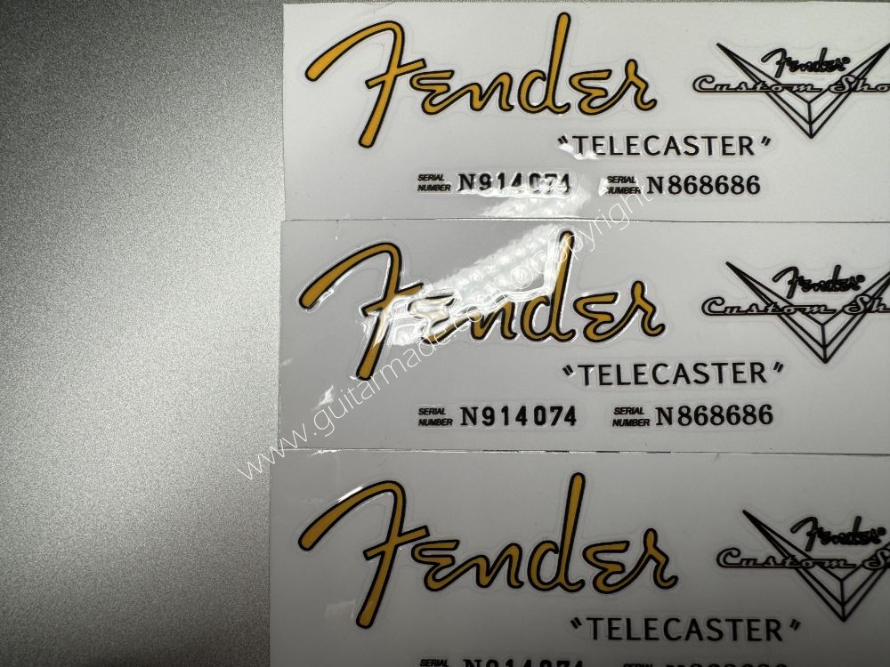 SHIP FROM CHINA !! GOLDEN FENDER TELECASTER GUITARS Guitar VINLY Neck Headstock Decals Sticker
