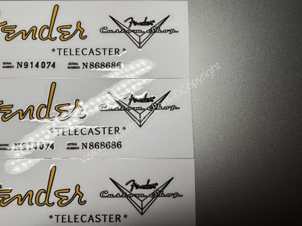 SHIP FROM CHINA !! GOLDEN FENDER TELECASTER GUITARS Guitar VINLY Neck Headstock Decals Sticker
