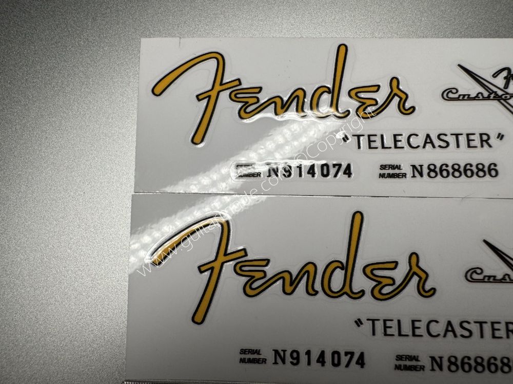 SHIP FROM CHINA !! GOLDEN FENDER TELECASTER GUITARS Guitar VINLY Neck Headstock Decals Sticker