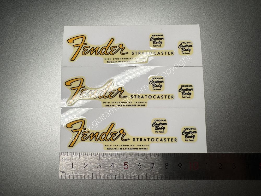 SHIP FROM CHINA !! GOLDEN FENDER STRATOCASTER GUITARS Guitar VINLY Neck Headstock Decals Sticker 062
