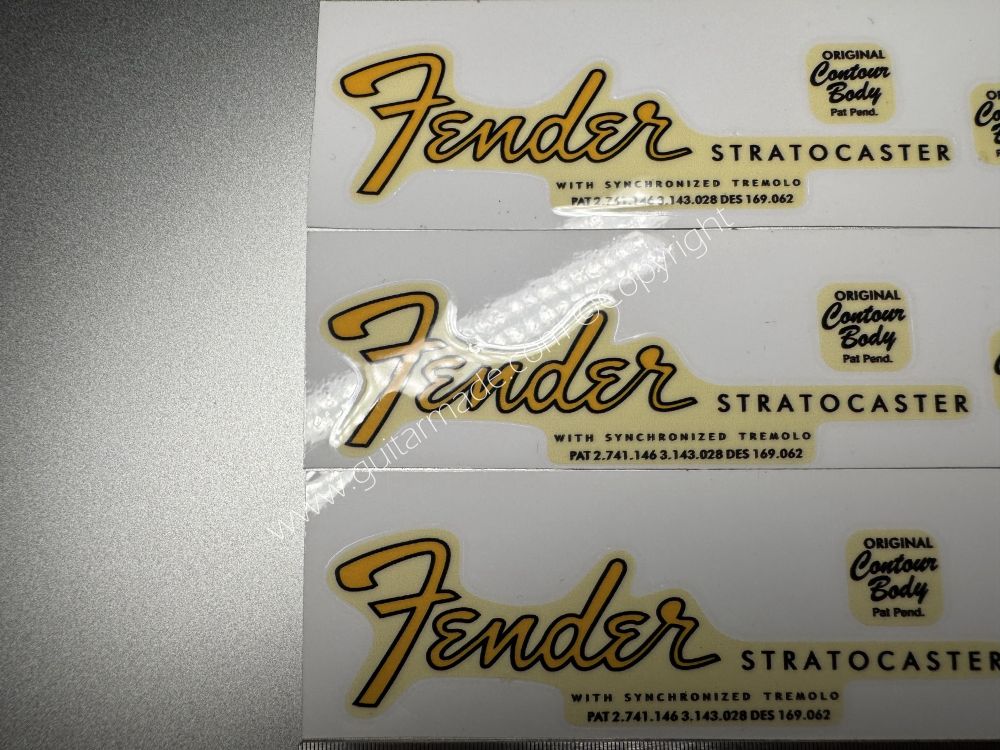 SHIP FROM CHINA !! GOLDEN FENDER STRATOCASTER GUITARS Guitar VINLY Neck Headstock Decals Sticker 062