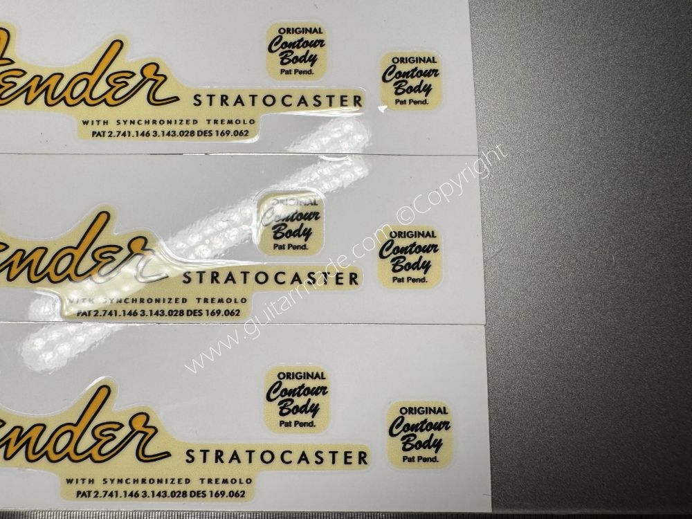 SHIP FROM CHINA !! GOLDEN FENDER STRATOCASTER GUITARS Guitar VINLY Neck Headstock Decals Sticker 062