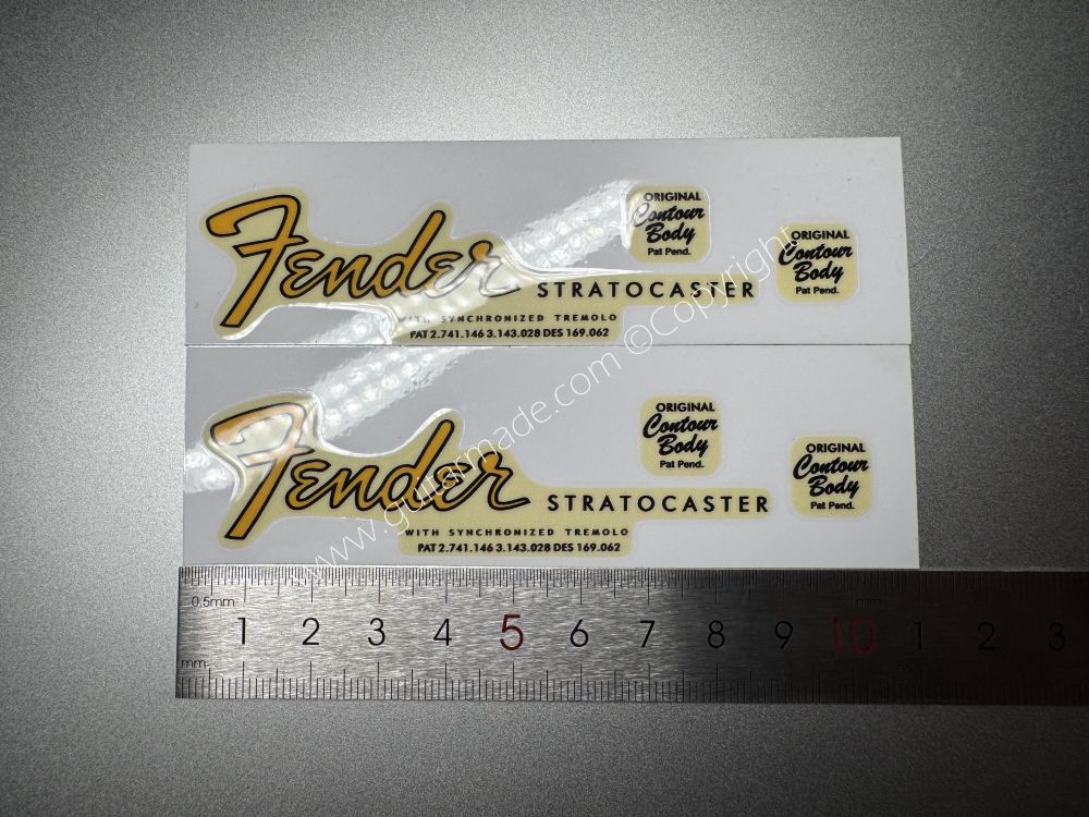 SHIP FROM CHINA !! GOLDEN FENDER STRATOCASTER GUITARS Guitar VINLY Neck Headstock Decals Sticker 062