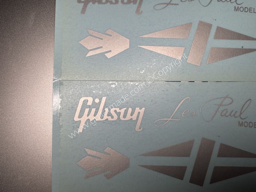 SHIP FROM CHINA !! SILVER GIBSON LES PAUL MODEL Guitar Metallic ink Neck Headstock Decals Sticker