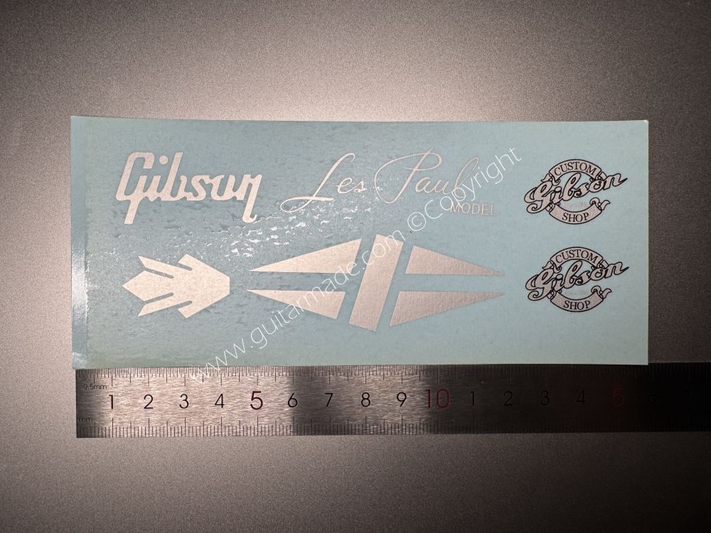 SHIP FROM CHINA !! SILVER GIBSON LES PAUL MODEL Guitar Metallic ink Neck Headstock Decals Sticker