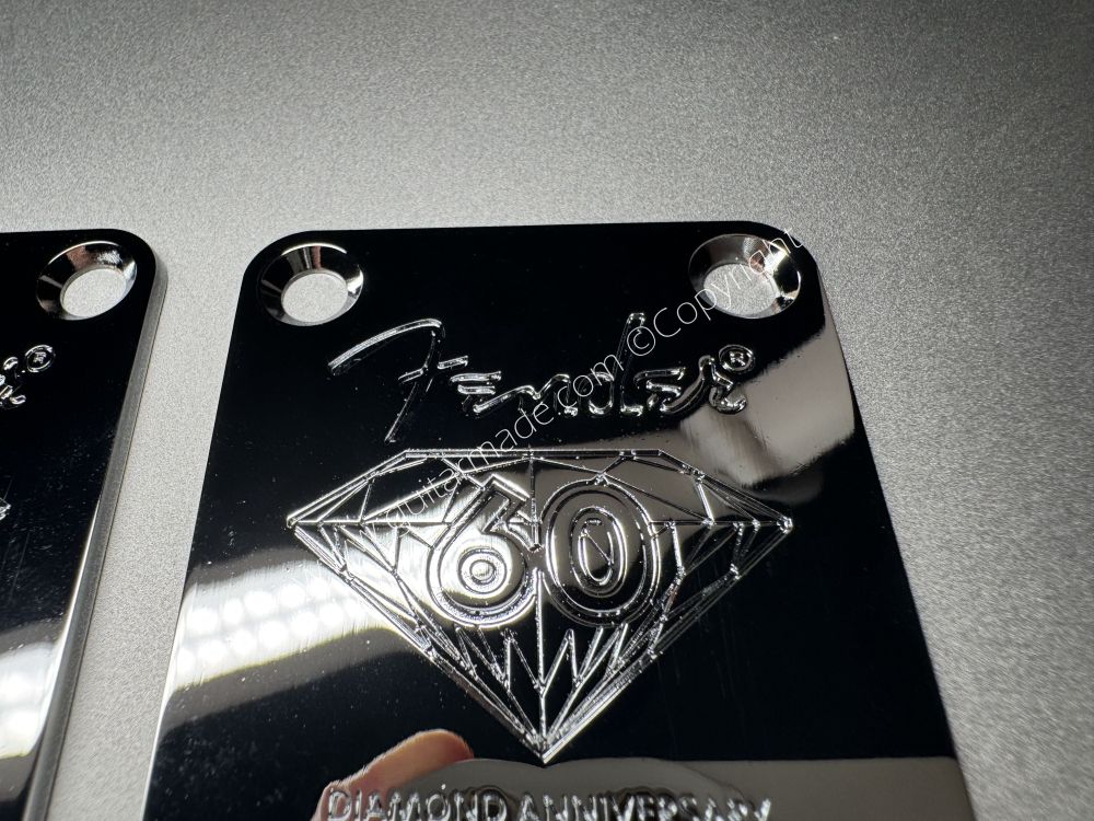 SHIP FROM CHINA !! Fender 60 DIAMOND ANNIVERSARY Custom Shop Neck Plates For Tele Strat Guitar Bass CHROME