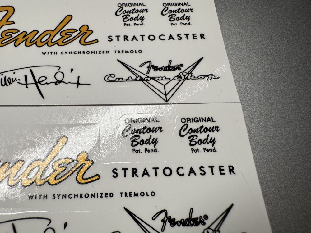 SHIP FROM CHINA !! FENDER STRATOCASTER Guitar Metallic ink Neck Headstock Decals Sticker