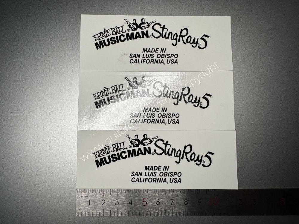 SHIP FROM CHINA !! ERNIE BALL MUSICMAN StingRay5 Guitar Metallic ink Neck Headstock Decals Sticker