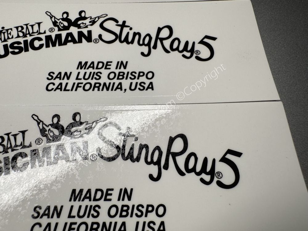 SHIP FROM CHINA !! ERNIE BALL MUSICMAN StingRay5 Guitar Metallic ink Neck Headstock Decals Sticker
