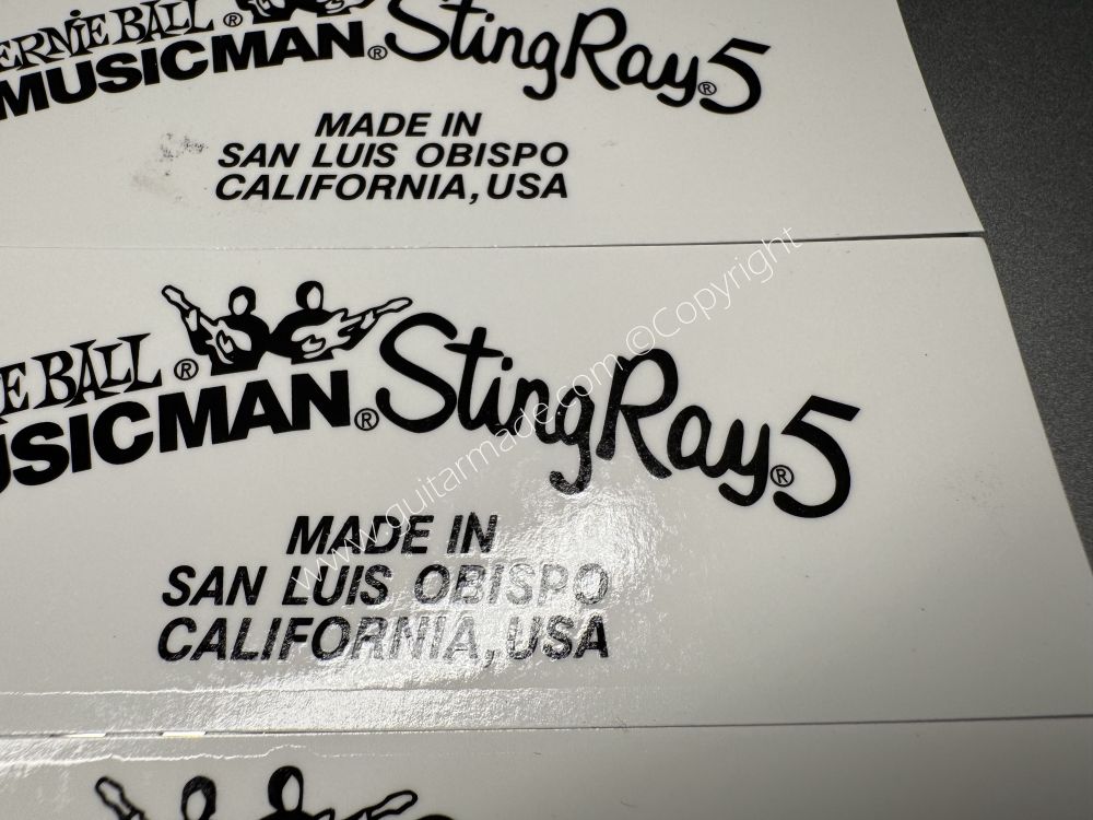 SHIP FROM CHINA !! ERNIE BALL MUSICMAN StingRay5 Guitar Metallic ink Neck Headstock Decals Sticker