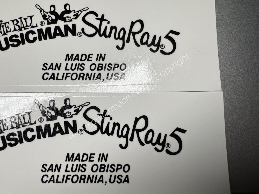SHIP FROM CHINA !! ERNIE BALL MUSICMAN StingRay5 Guitar Metallic ink Neck Headstock Decals Sticker
