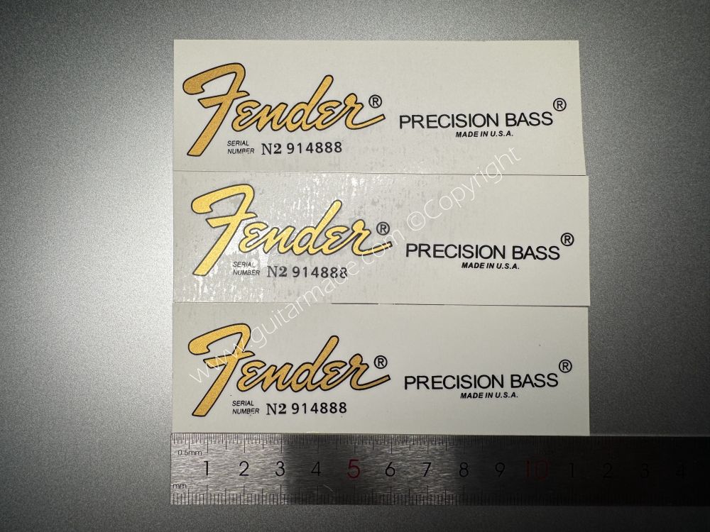 SHIP FROM CHINA !! FENDER MADE IN U.S.A PRECISION BASS Guitar Metallic ink Neck Headstock Decals Sticker 028