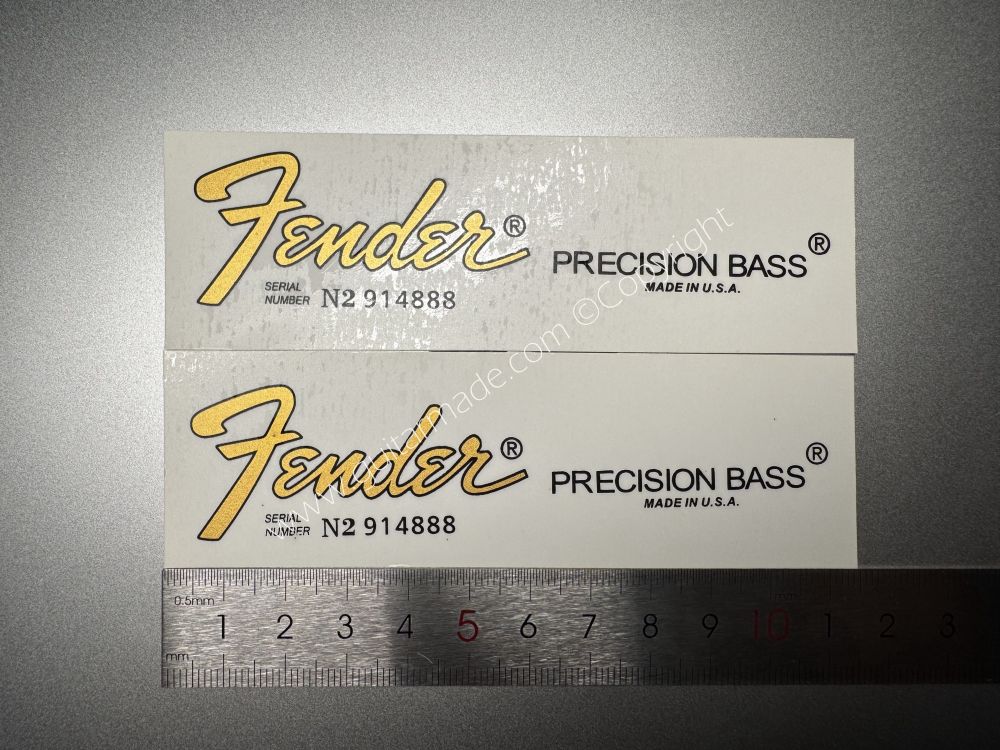 SHIP FROM CHINA !! FENDER MADE IN U.S.A PRECISION BASS Guitar Metallic ink Neck Headstock Decals Sticker 028