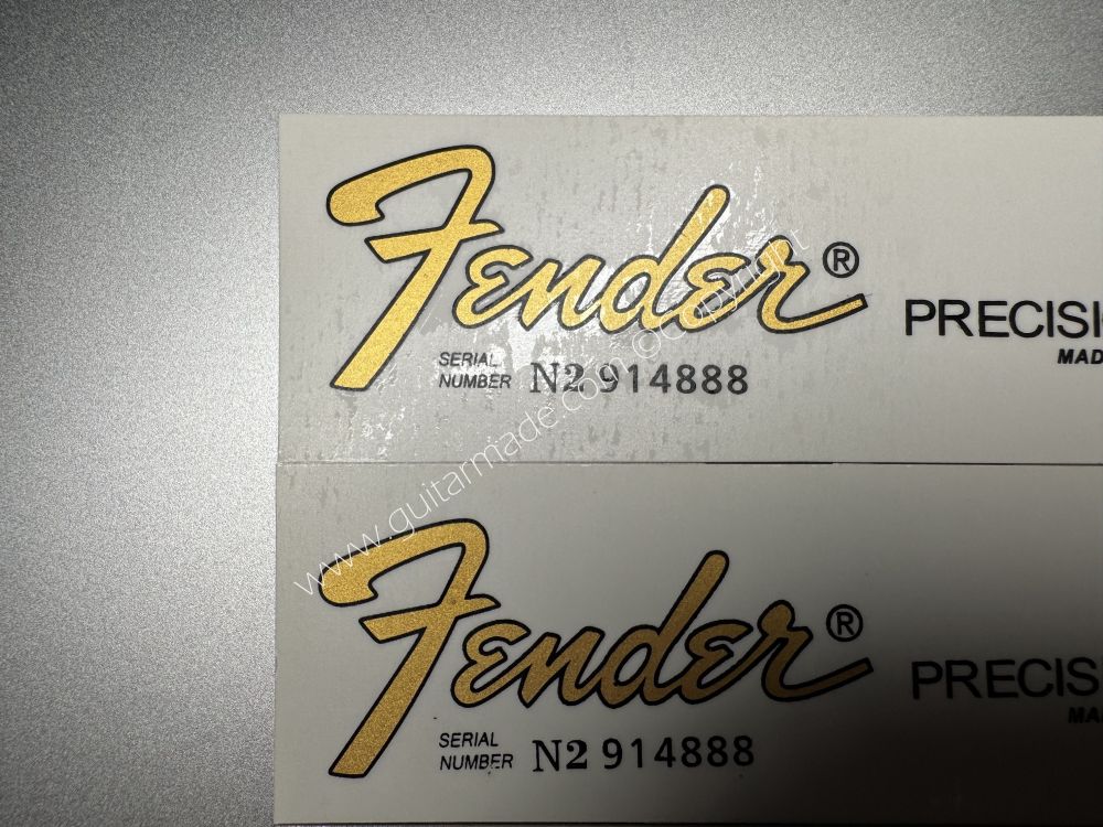 SHIP FROM CHINA !! FENDER MADE IN U.S.A PRECISION BASS Guitar Metallic ink Neck Headstock Decals Sticker 028