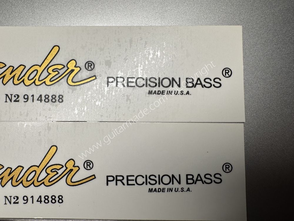 SHIP FROM CHINA !! FENDER MADE IN U.S.A PRECISION BASS Guitar Metallic ink Neck Headstock Decals Sticker 028
