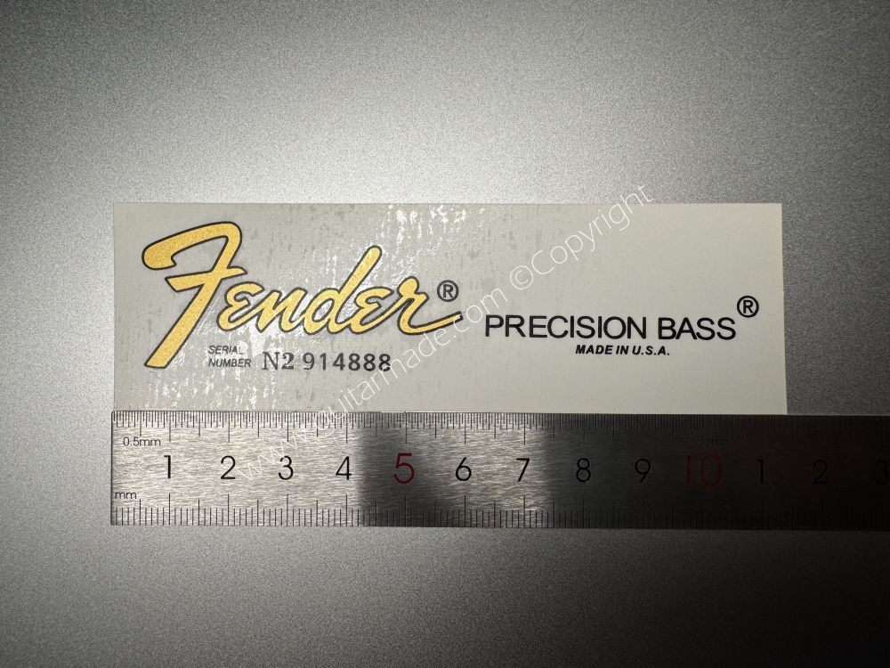 SHIP FROM CHINA !! FENDER MADE IN U.S.A PRECISION BASS Guitar Metallic ink Neck Headstock Decals Sticker 028