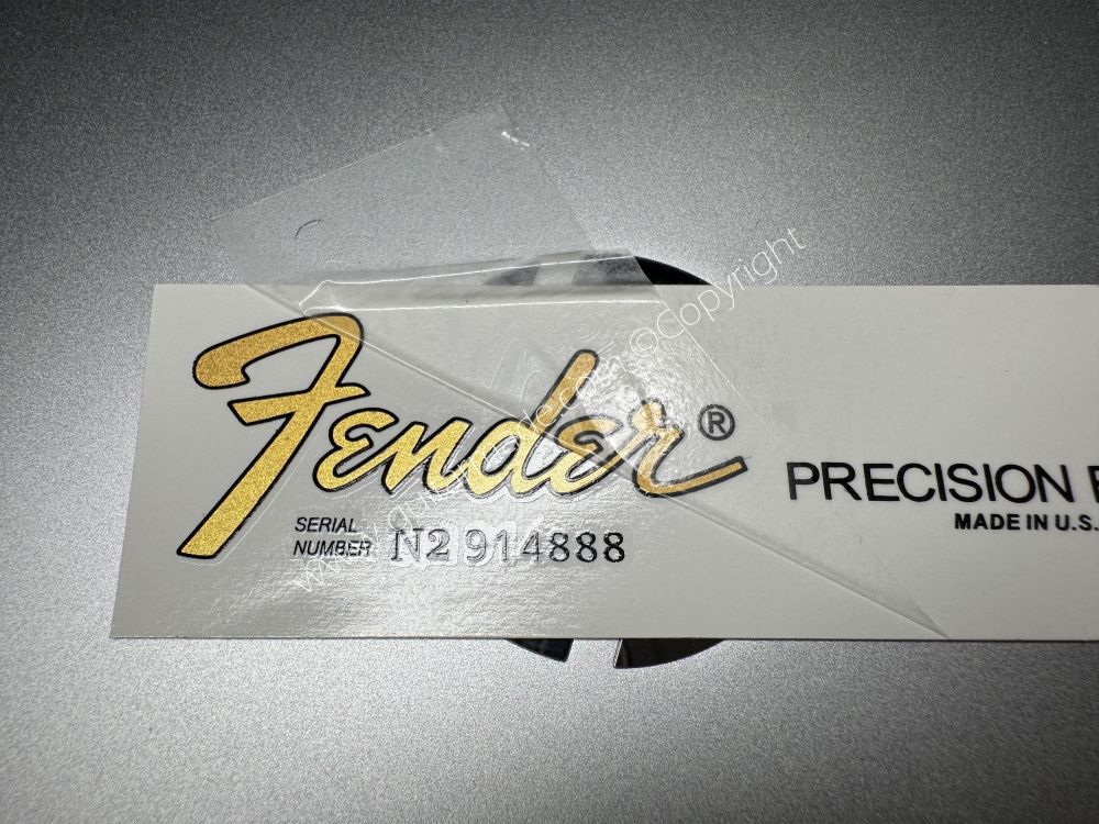 SHIP FROM CHINA !! FENDER MADE IN U.S.A PRECISION BASS Guitar Metallic ink Neck Headstock Decals Sticker 028