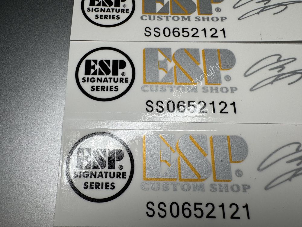 SHIP FROM CHINA !! ESP Guitar Metallic ink Neck Headstock Decals Sticker