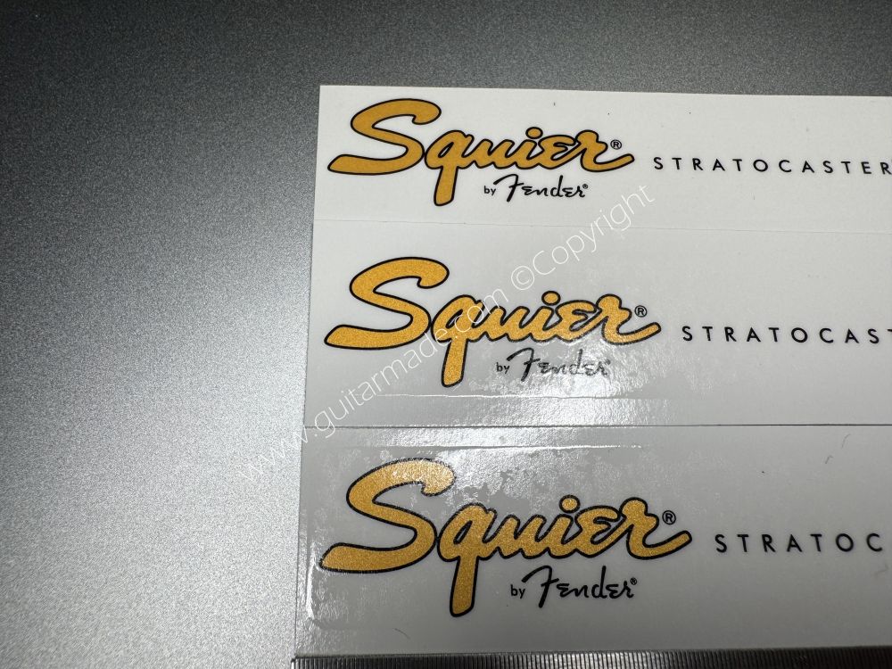SHIP FROM CHINA !! SQUIER BY FENDER BASS Guitar Metallic ink Neck Headstock Decals Sticker 028