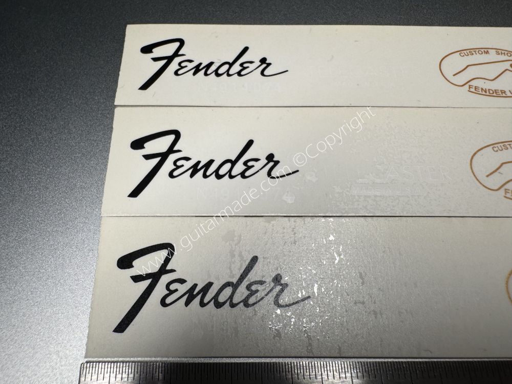 SHIP FROM CHINA !! BLACK FENDER WHITE TELECASTER BASS Guitar Metallic ink Neck Headstock Decals Sticker 900