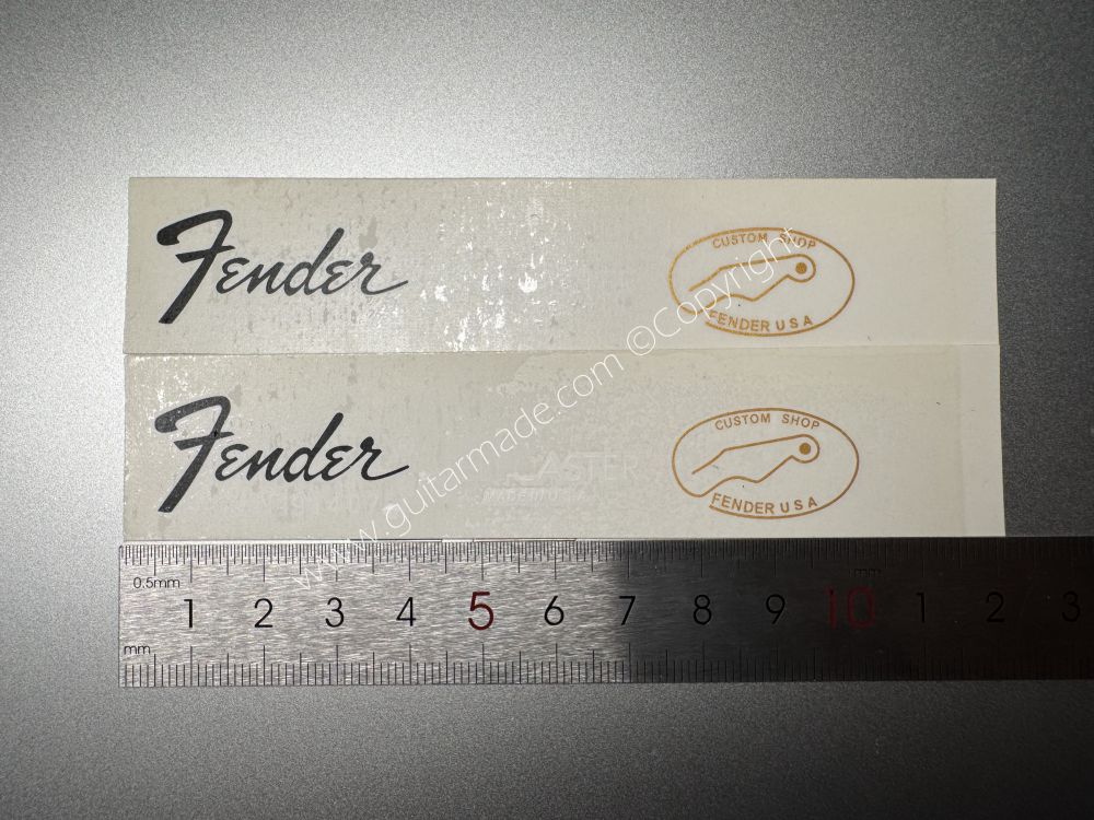 SHIP FROM CHINA !! BLACK FENDER WHITE TELECASTER BASS Guitar Metallic ink Neck Headstock Decals Sticker 900