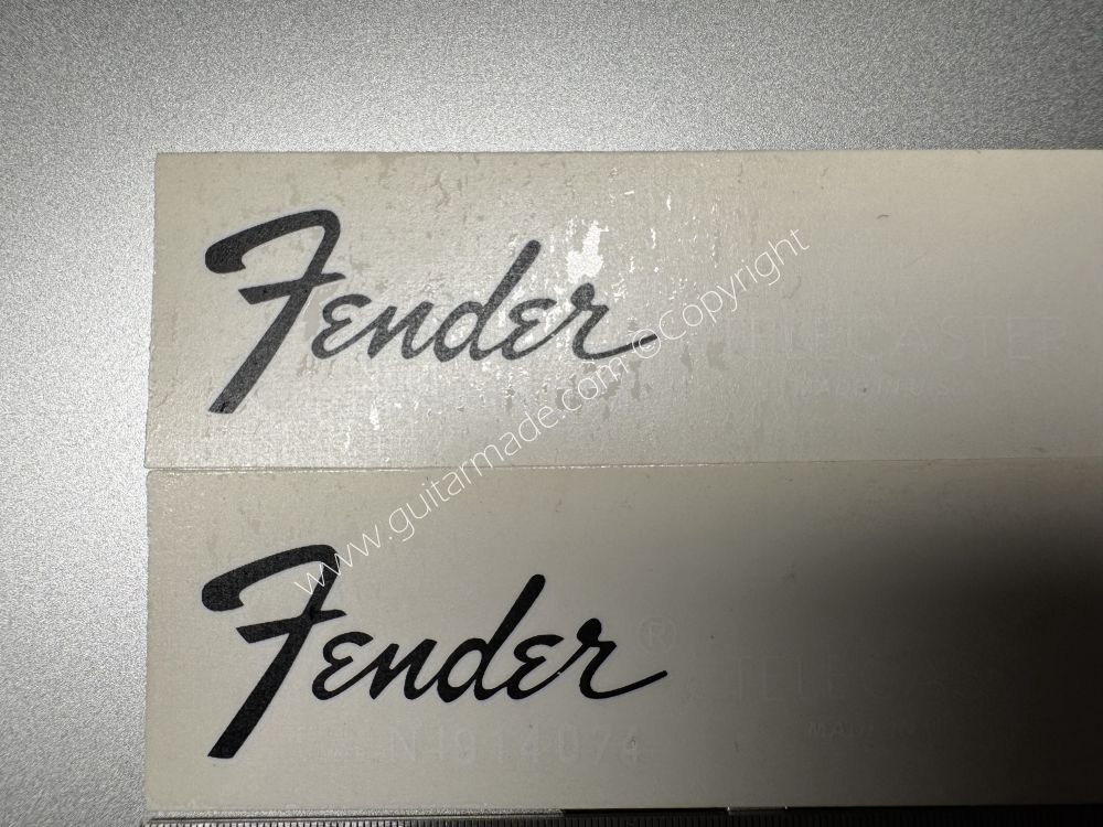 SHIP FROM CHINA !! BLACK FENDER WHITE TELECASTER BASS Guitar Metallic ink Neck Headstock Decals Sticker 900