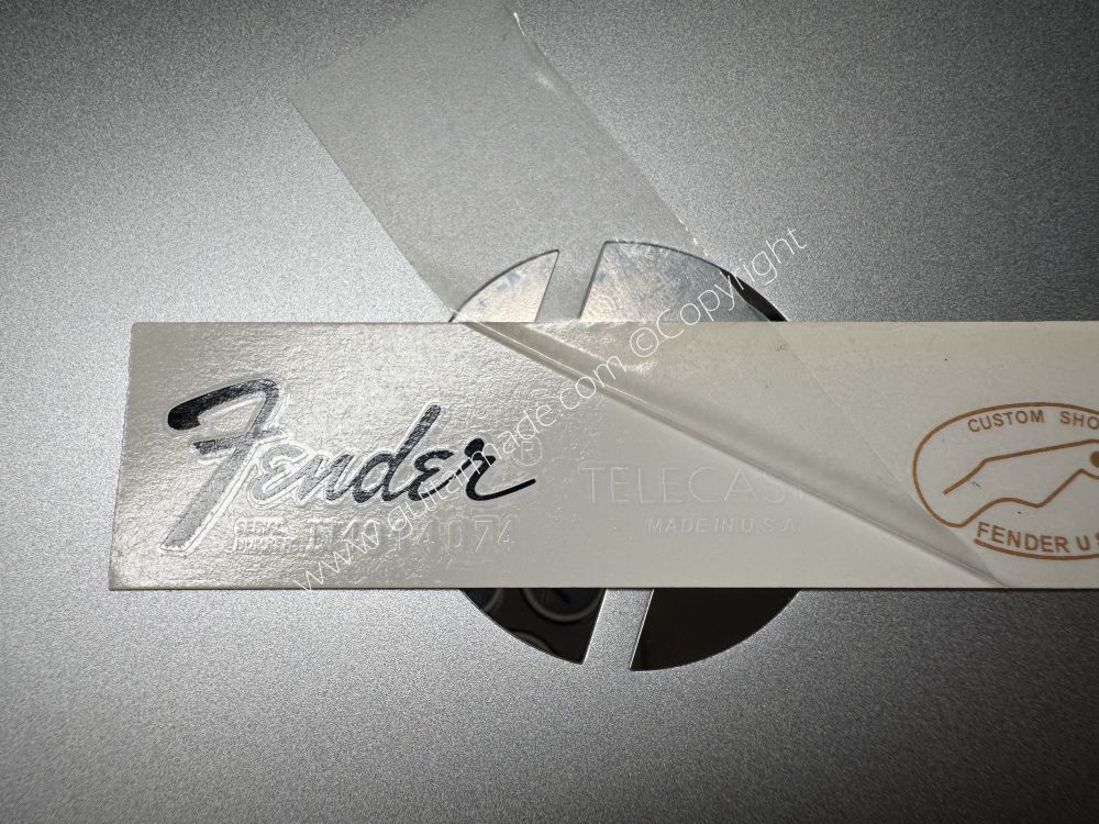 SHIP FROM CHINA !! BLACK FENDER WHITE TELECASTER BASS Guitar Metallic ink Neck Headstock Decals Sticker 900