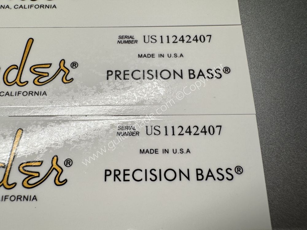SHIP FROM CHINA !! FENDER CORONA CALIFORNIA PRECISION BASS Guitar Metallic ink Neck Headstock Decals Sticker 028