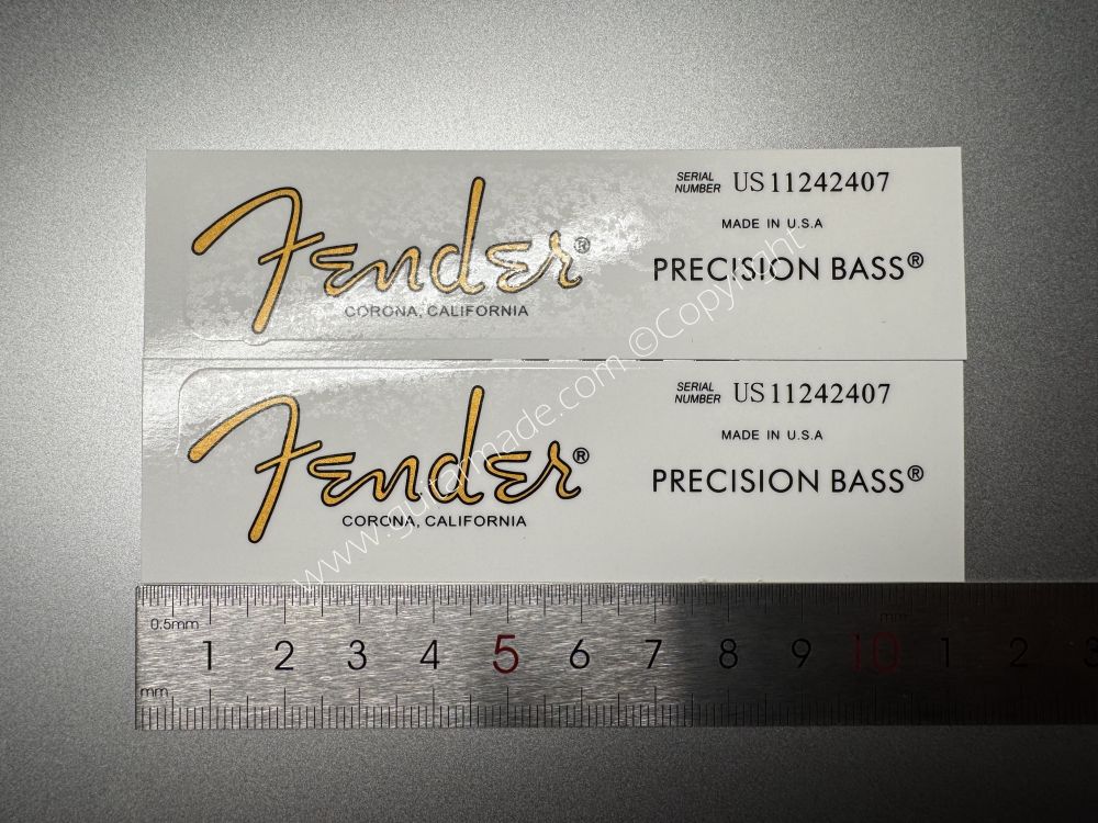SHIP FROM CHINA !! FENDER CORONA CALIFORNIA PRECISION BASS Guitar Metallic ink Neck Headstock Decals Sticker 028