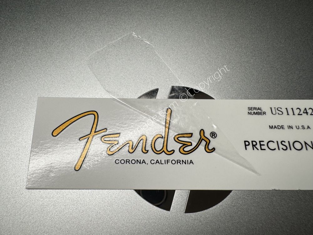 SHIP FROM CHINA !! FENDER CORONA CALIFORNIA PRECISION BASS Guitar Metallic ink Neck Headstock Decals Sticker 028