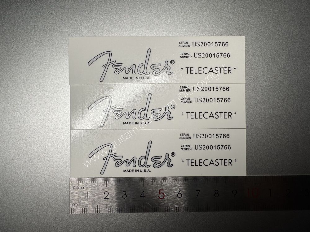 SHIP FROM CHINA !! SILVER FENDER MADE IN USA TELECASTER BASS Guitar Metallic ink Neck Headstock Decals Sticker 028